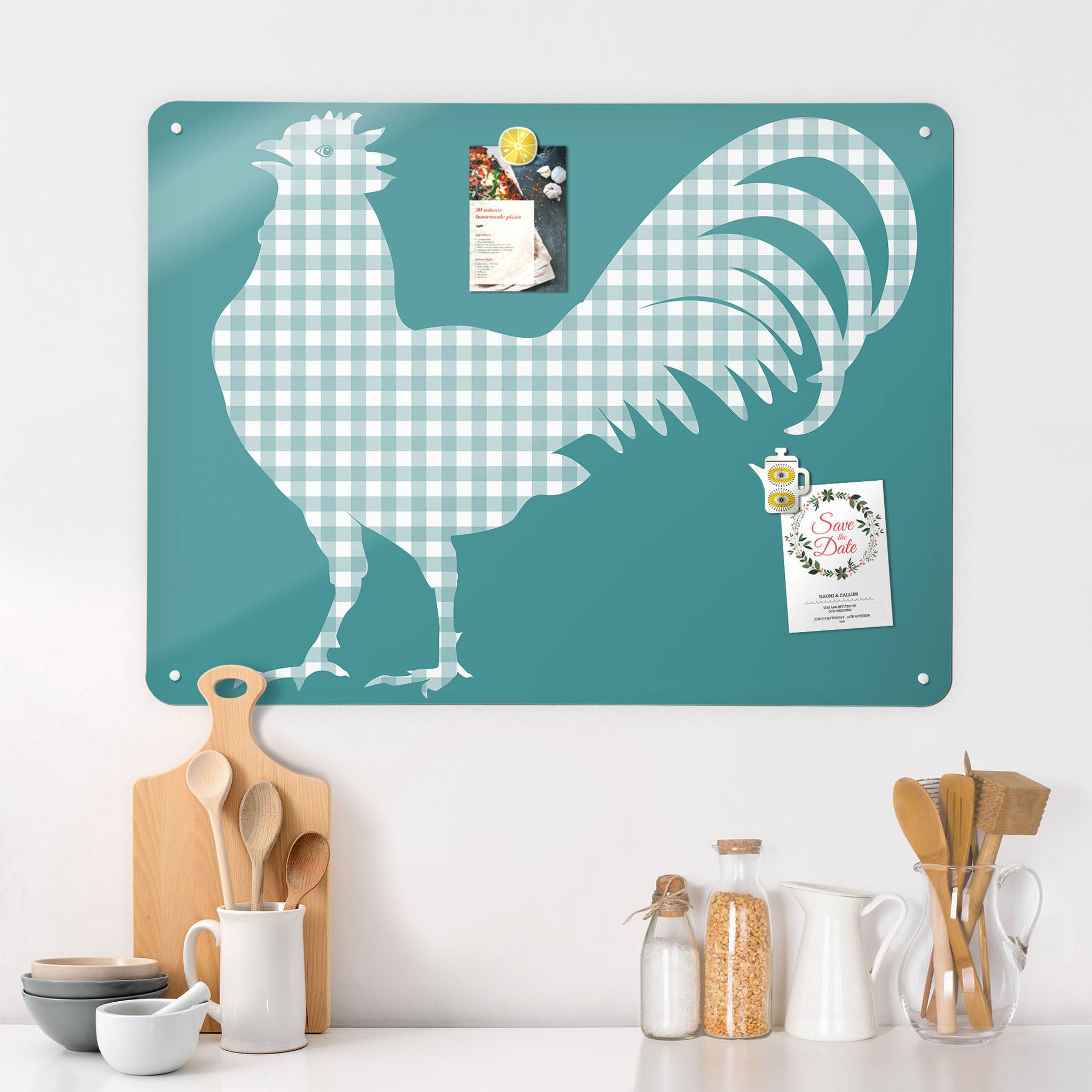 gingham cockerel design magnetic board