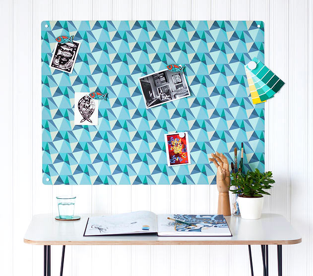 Shards design, large magnetic notice board in working from home office or studio setting 