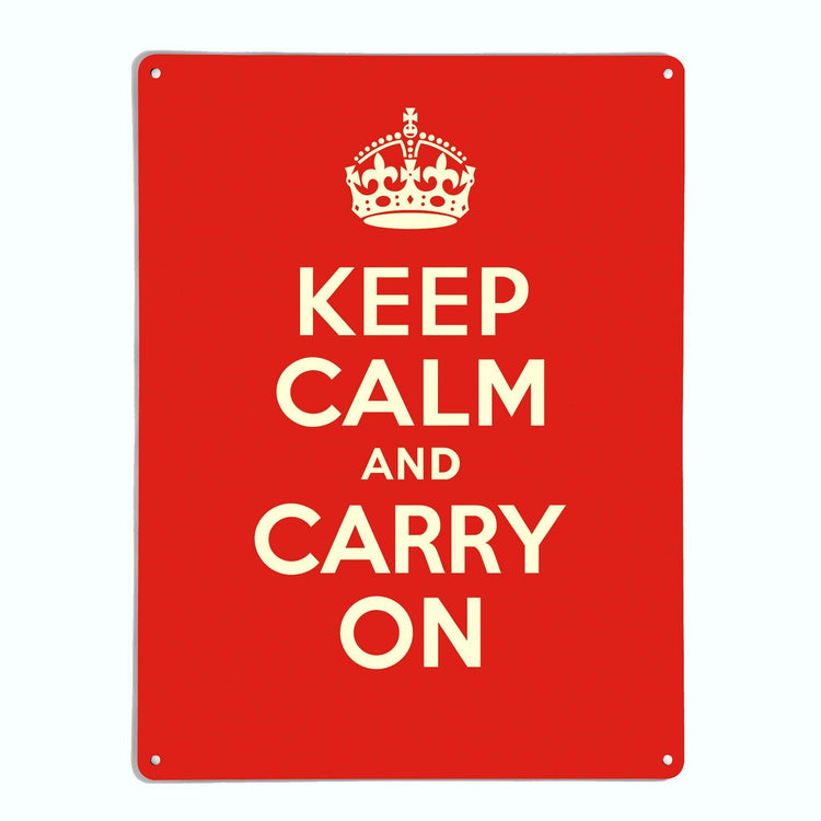 A large magnetic notice board by Beyond the Fridge with an image of a red vintage keep calm and carry on poster