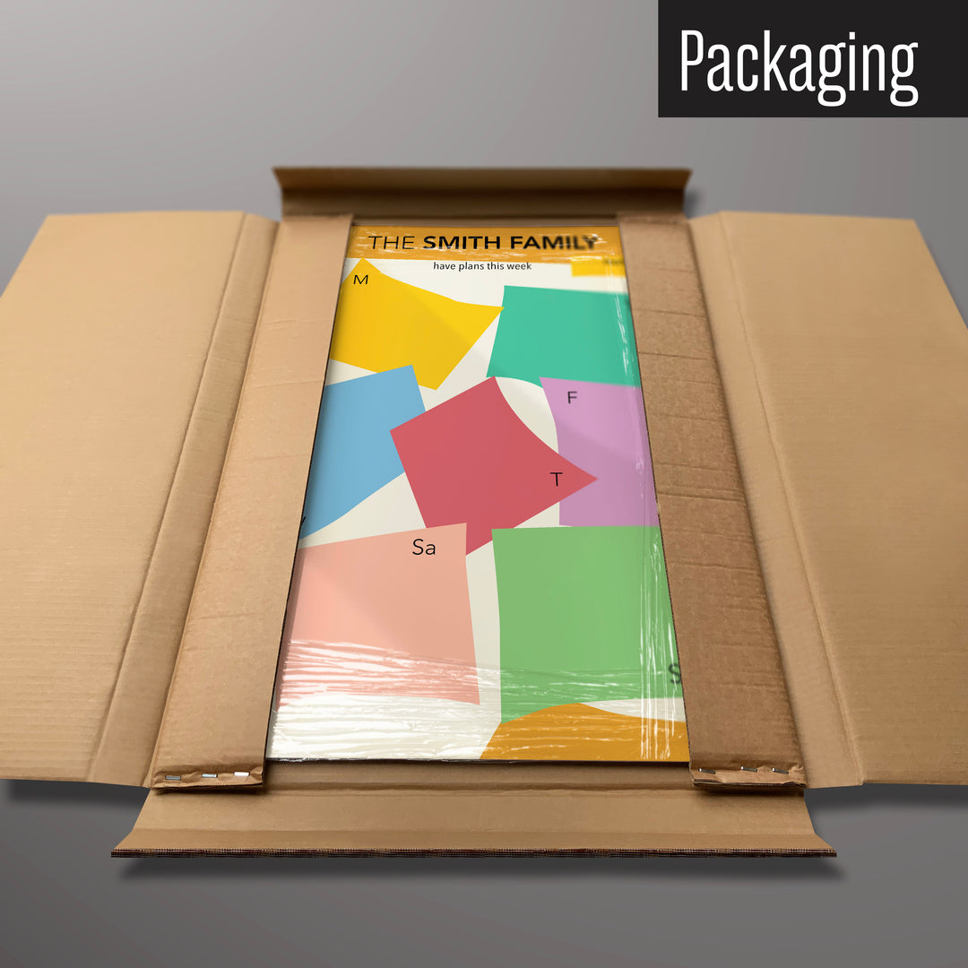 A Henri Matisse paper cut personalised weekly planner magnetic board in it’s cardboard packaging