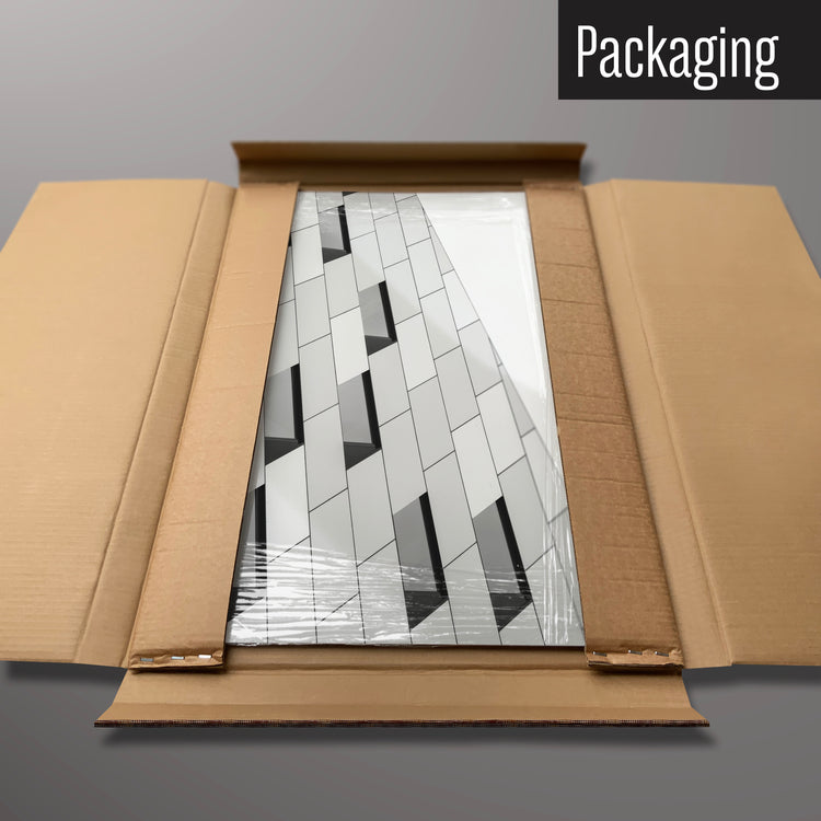 The corner detail of an abstract windows photographic Magnetic board to show it’s high gloss surface