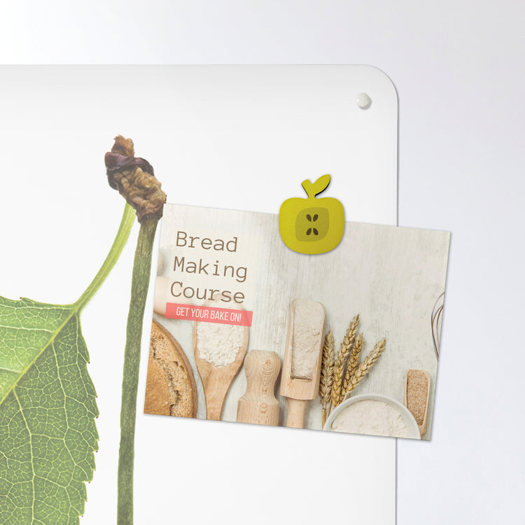 A postcard on an cherry photographic magnetic board or metal wall art panel