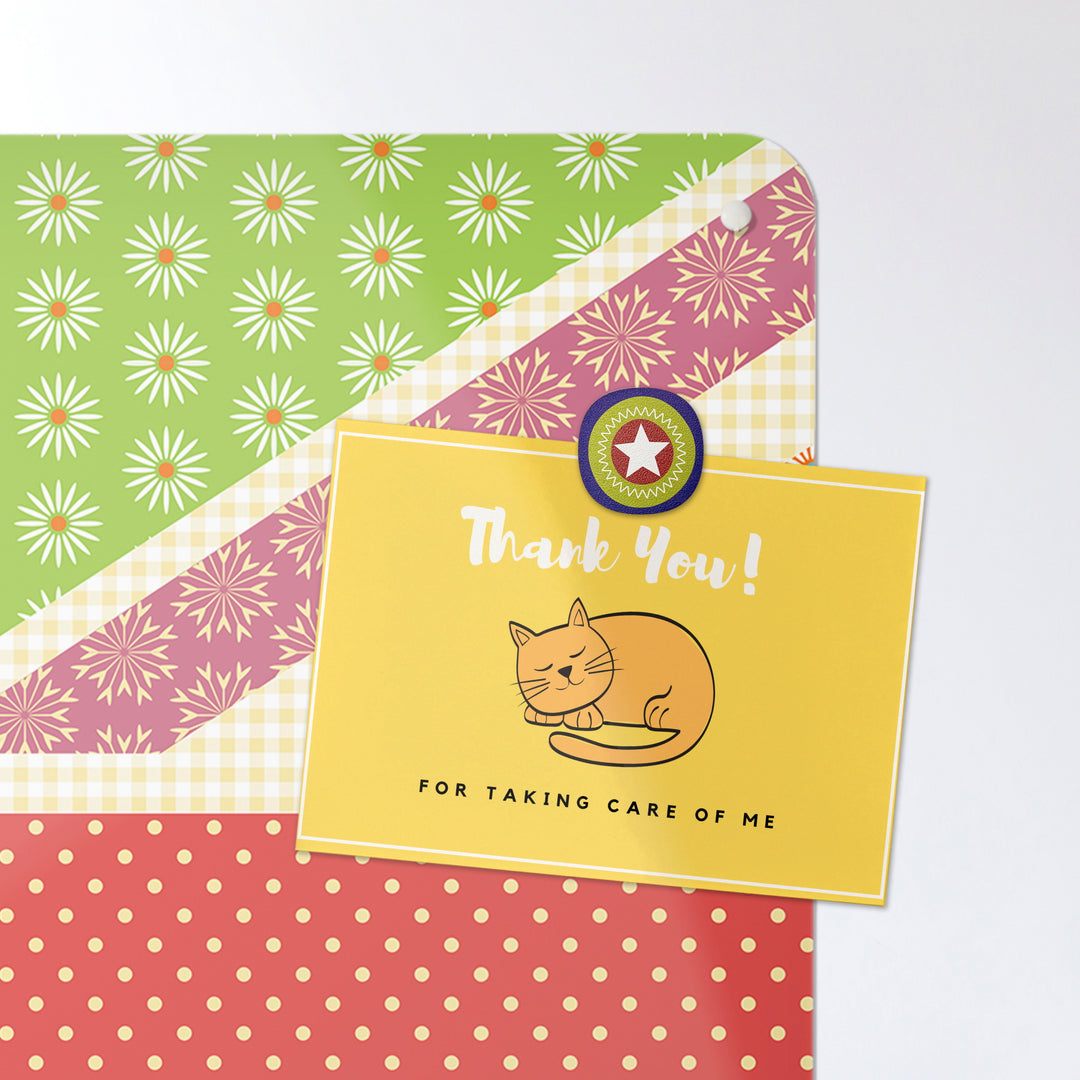 A postcard on a Cool Britannia design magnetic board or metal wall art panel