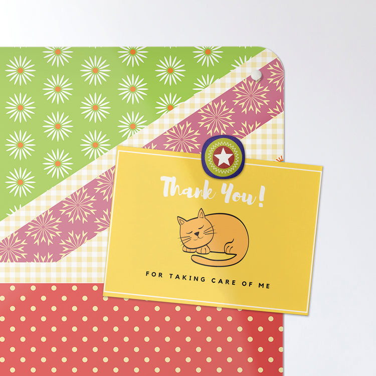 A postcard on a Cool Britannia design magnetic board or metal wall art panel