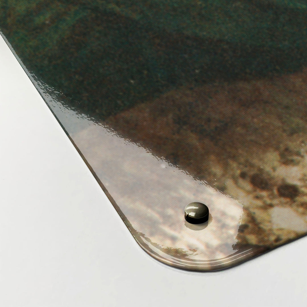 The corner detail of a Crytilla magnetic board to show it’s high gloss surface