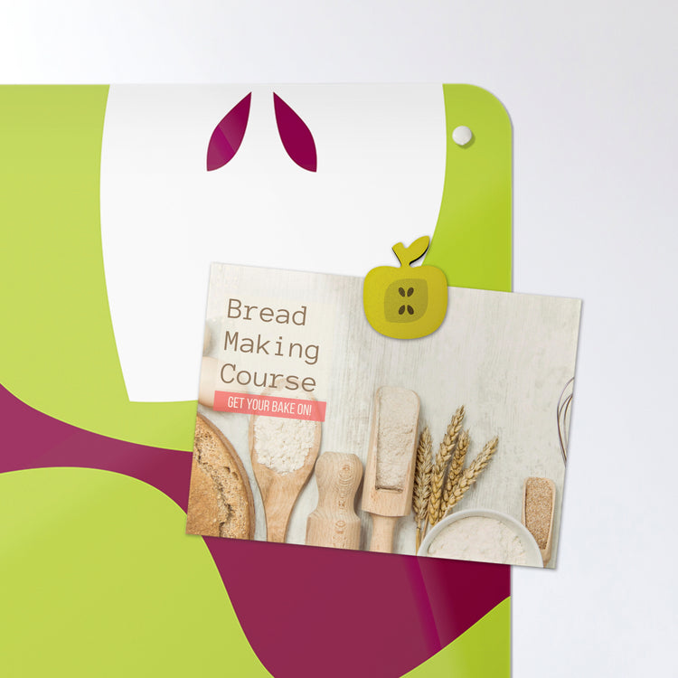 A postcard on an apples design magnetic board or metal wall art panel