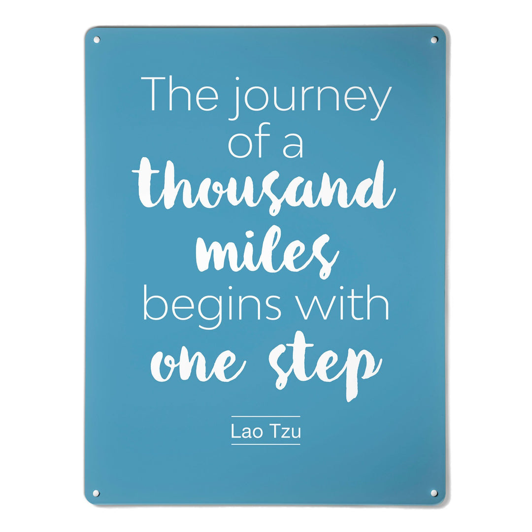 A large magnetic notice board by Beyond the Fridge with an image of an inspirational quote by Lao Tzu