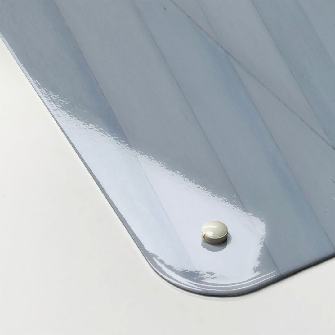 The corner detail of a Heydar Aliyev Centre photographic magnetic board to show it’s high gloss surface