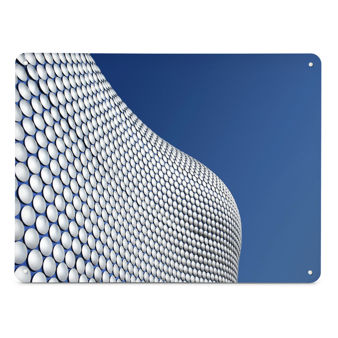 A large magnetic notice board by Beyond the Fridge with a photograph of the Selfridges Building Birmingham