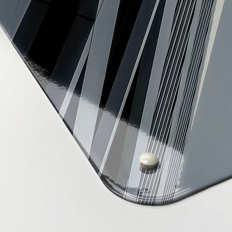 The corner detail of a Zürich Skyscrapers photographic magnetic board to show it’s high gloss surface