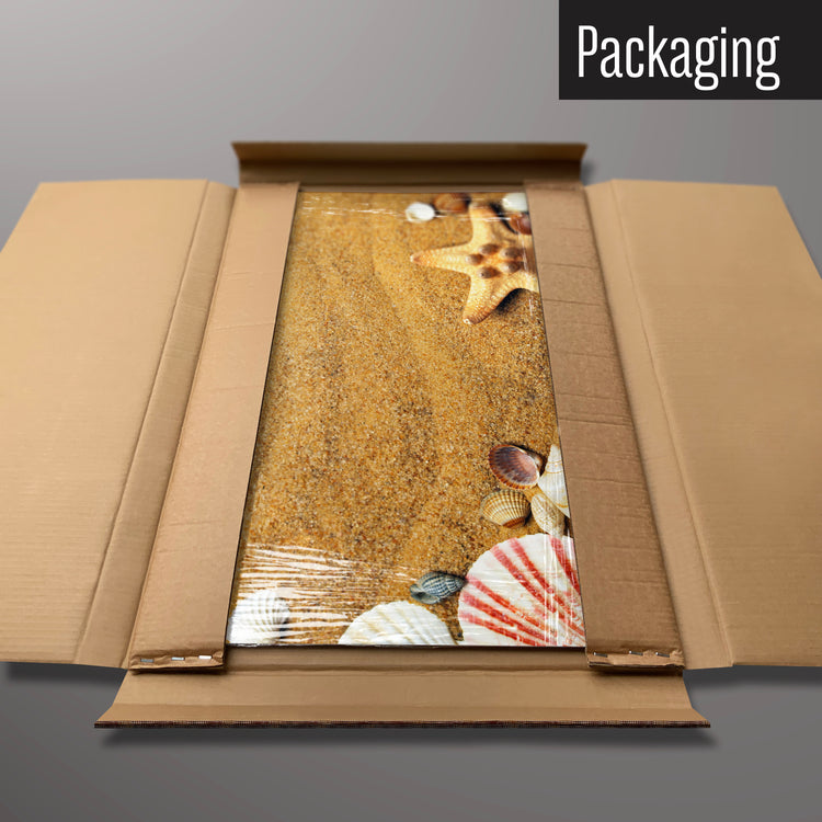 A shoreline shells magnetic board in it’s cardboard packaging