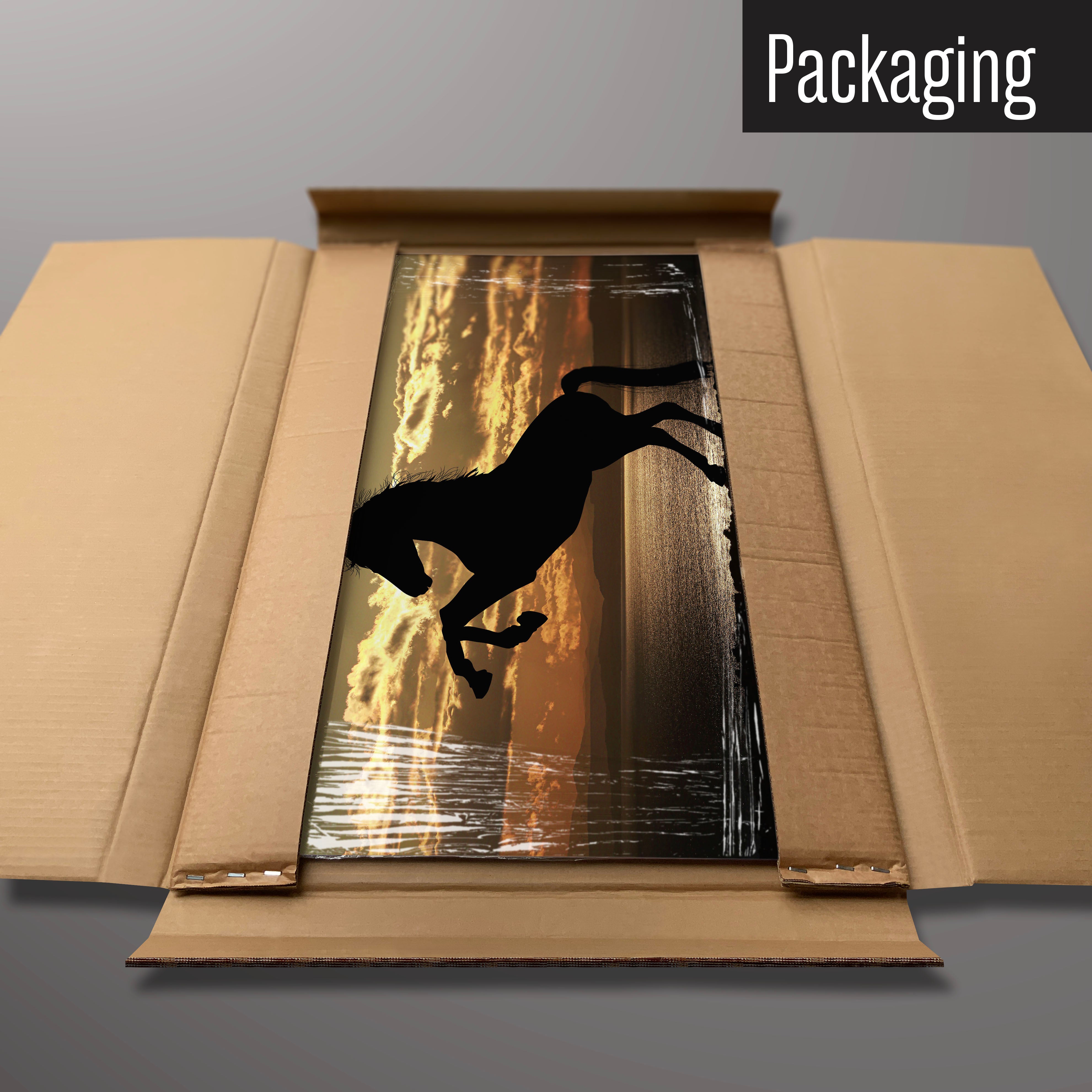 A sunset horse magnetic board in it’s cardboard packaging
