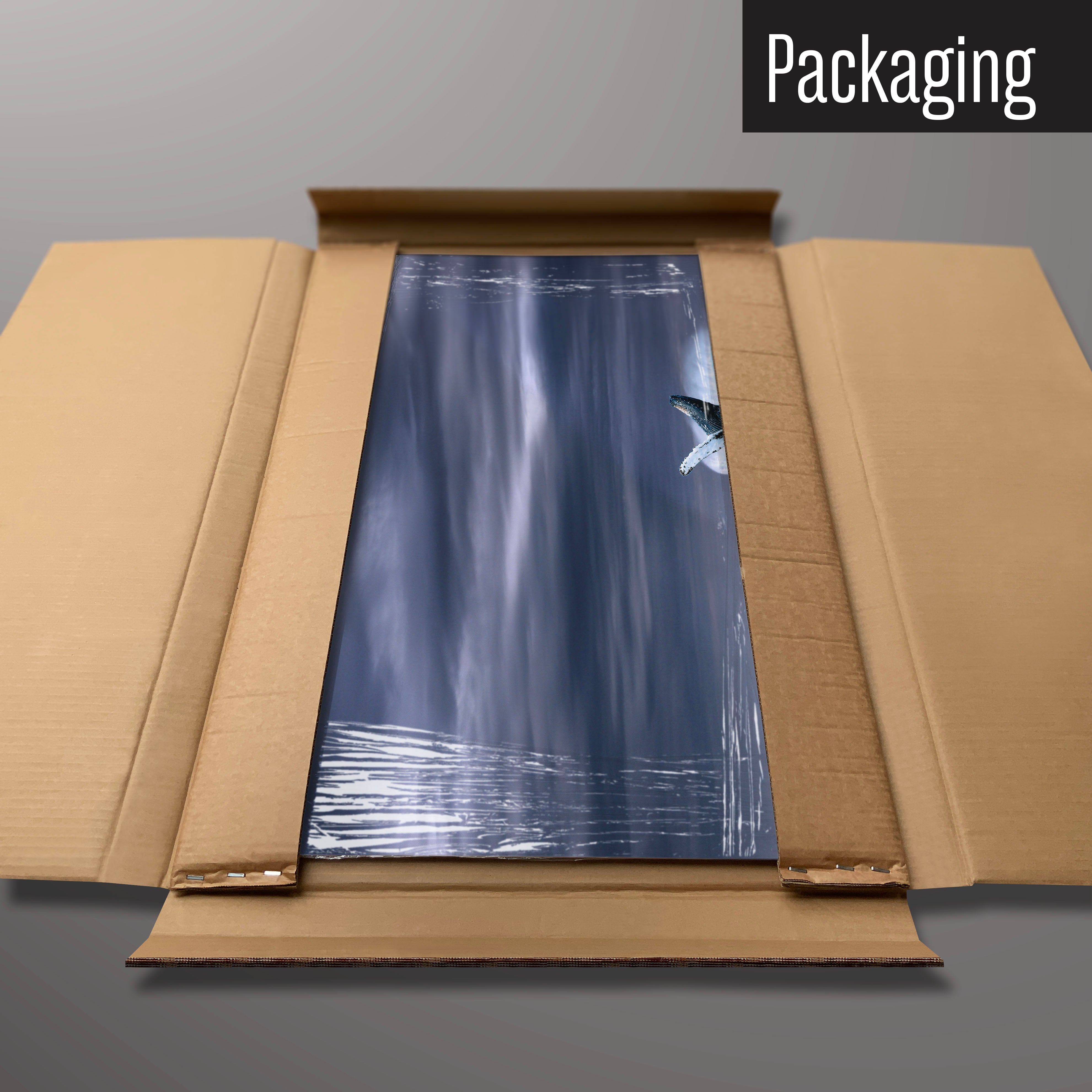 A whale magnetic board in it’s cardboard packaging