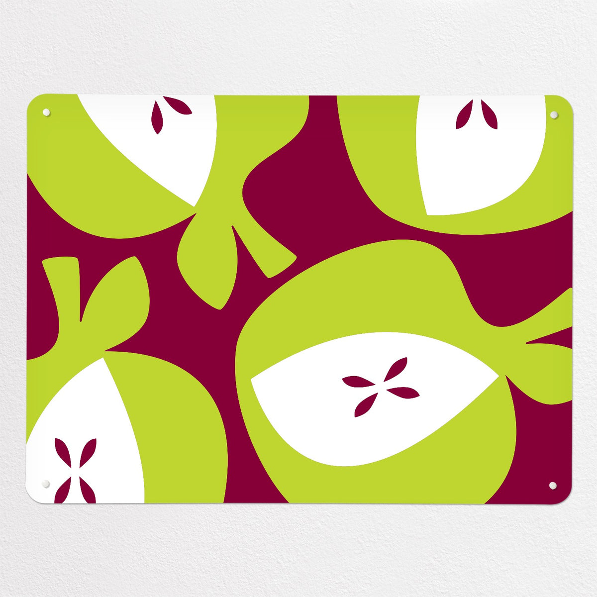 Apples magnetic notice board in Green Apples, large size, 100 × 75 cm