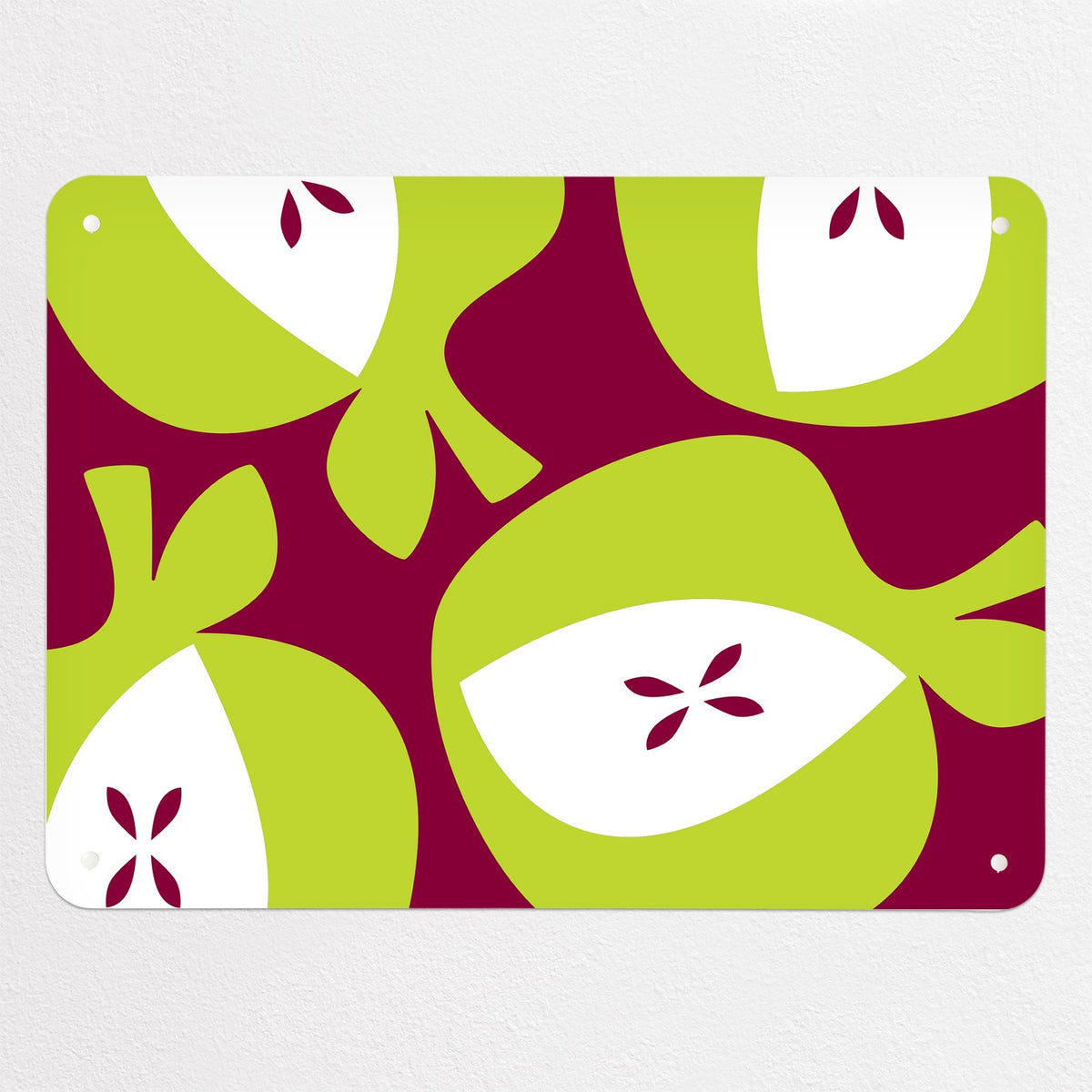 Apples magnetic notice board in Green Apples, medium size, 75 × 55 cm