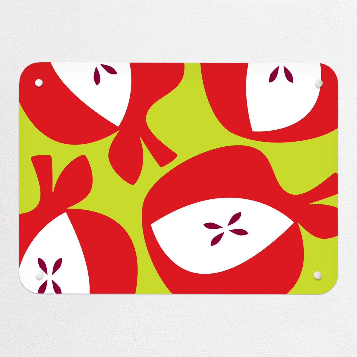 Apples magnetic notice board in Red Apples, small size, 55 × 40 cm