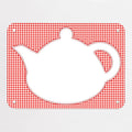 Applique Teapot On Gingham magnetic notice board in Applique Teapot on Red Gingham, small size, 55 × 40 cm