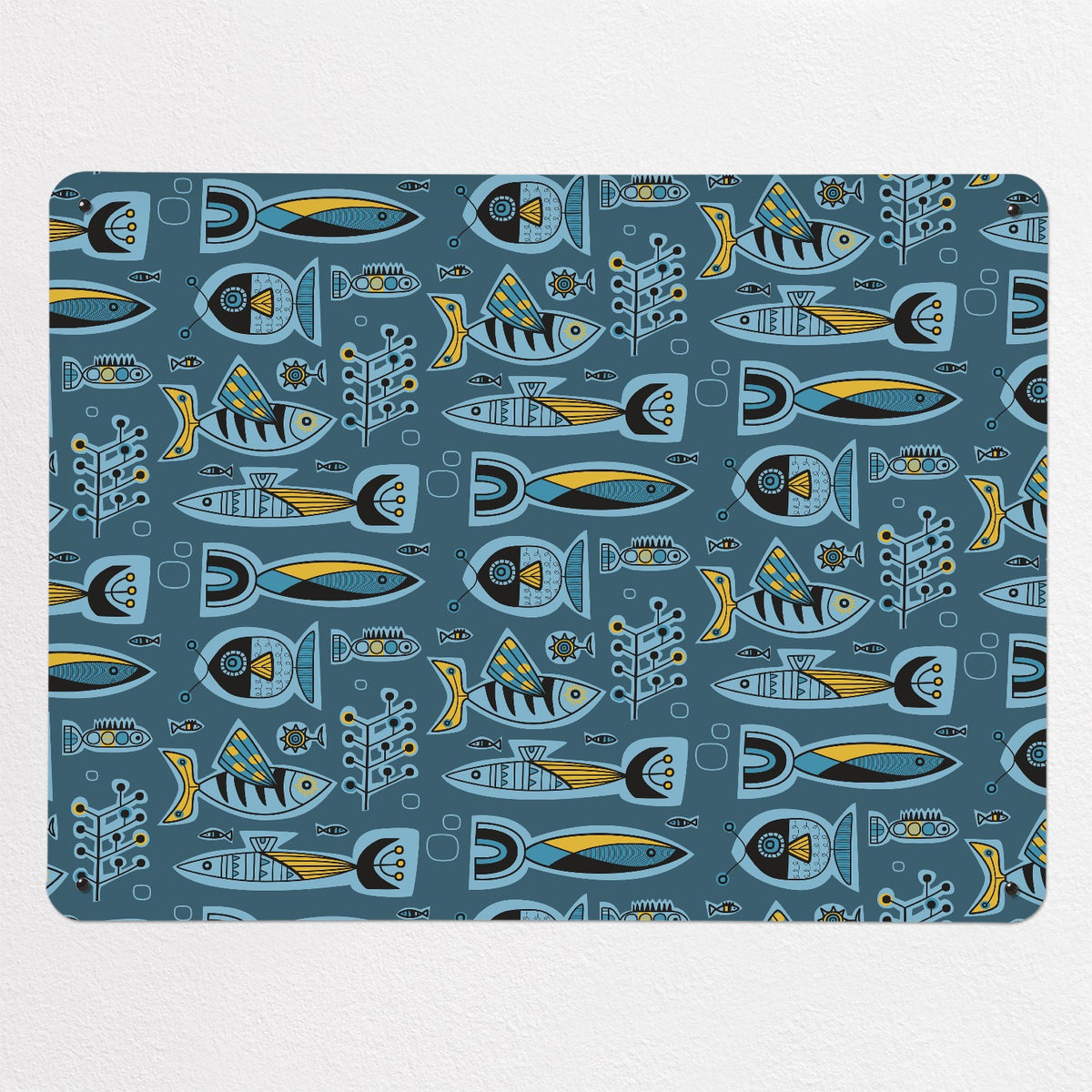 Aquarium magnetic notice board in Deep Blue, large size, 100 × 75 cm
