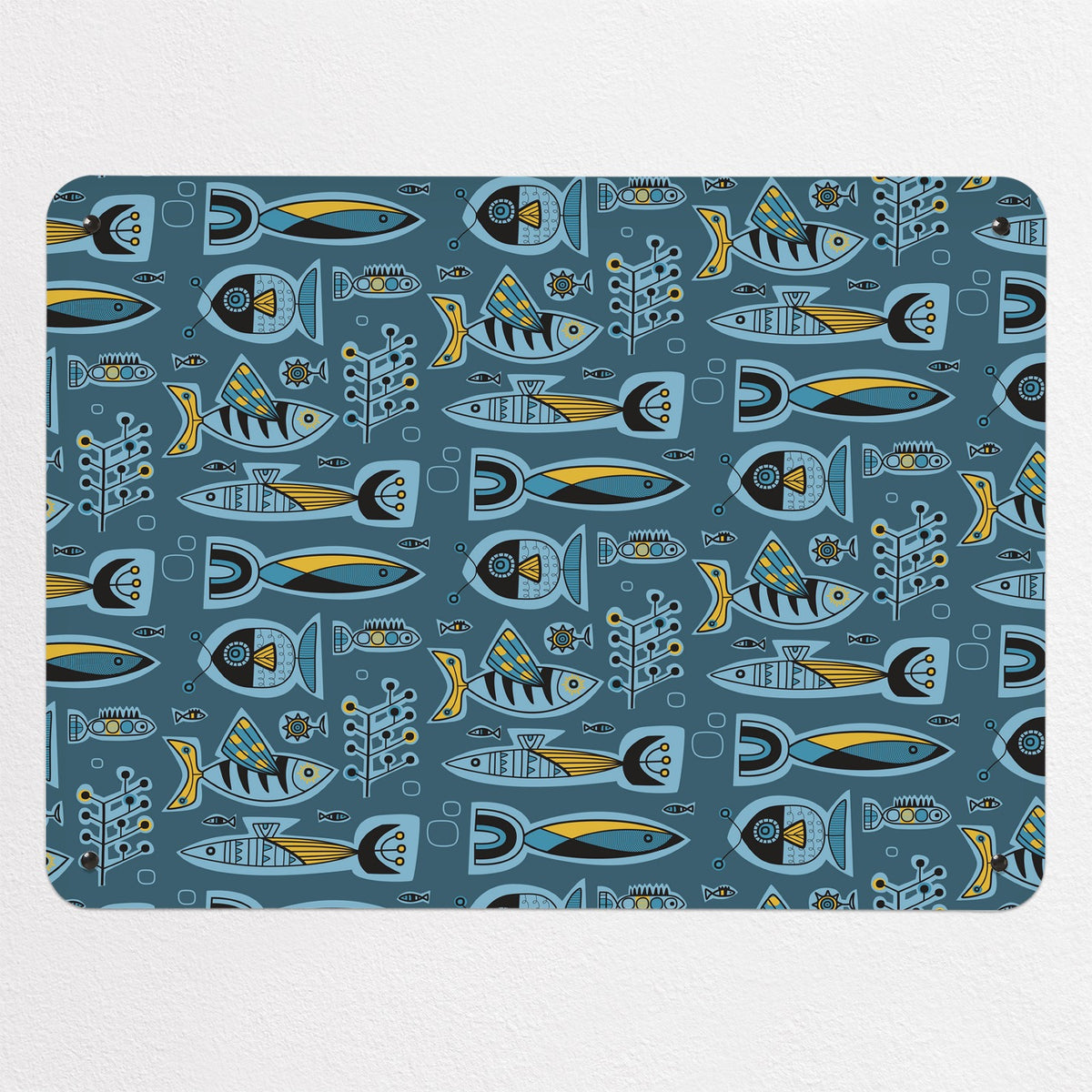 Aquarium magnetic notice board in Deep Blue, medium size, 75 × 55 cm