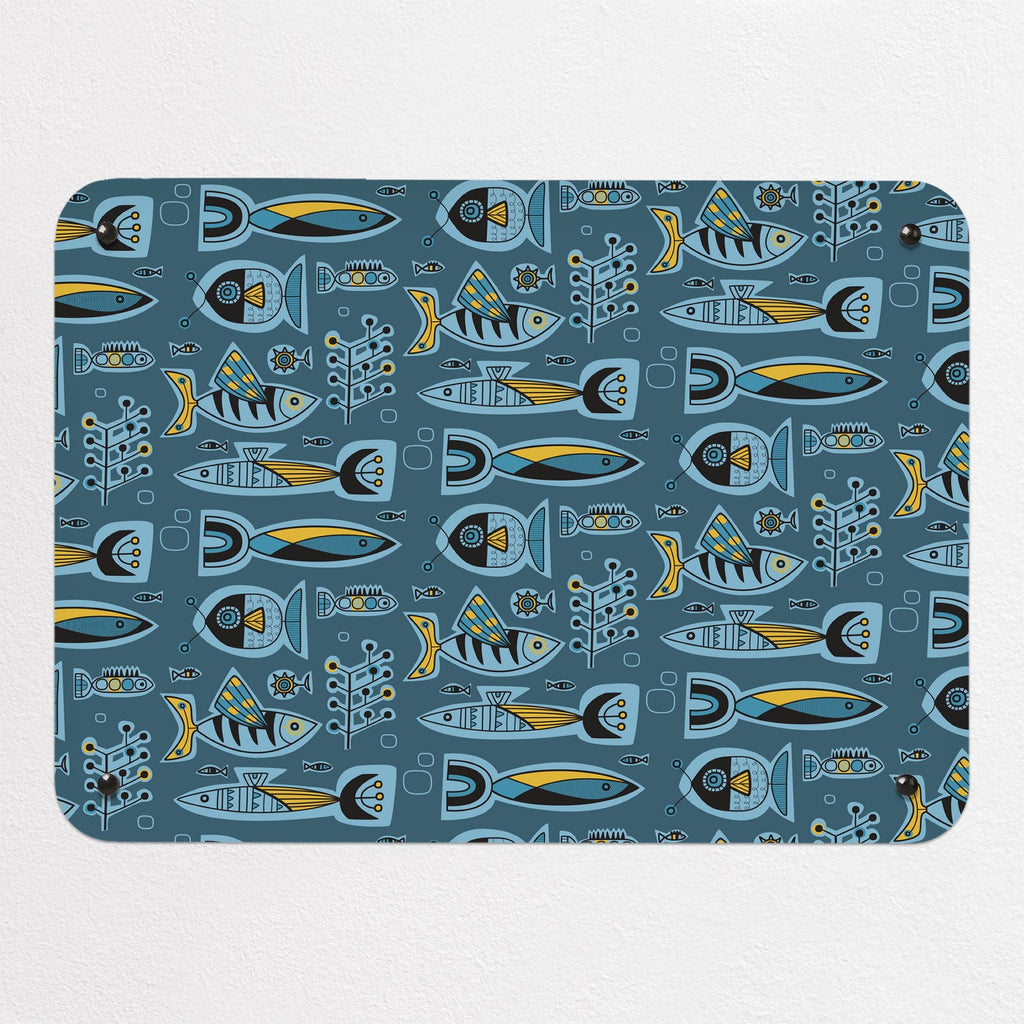 Aquarium magnetic notice board in Deep Blue, small size, 55 × 40 cm