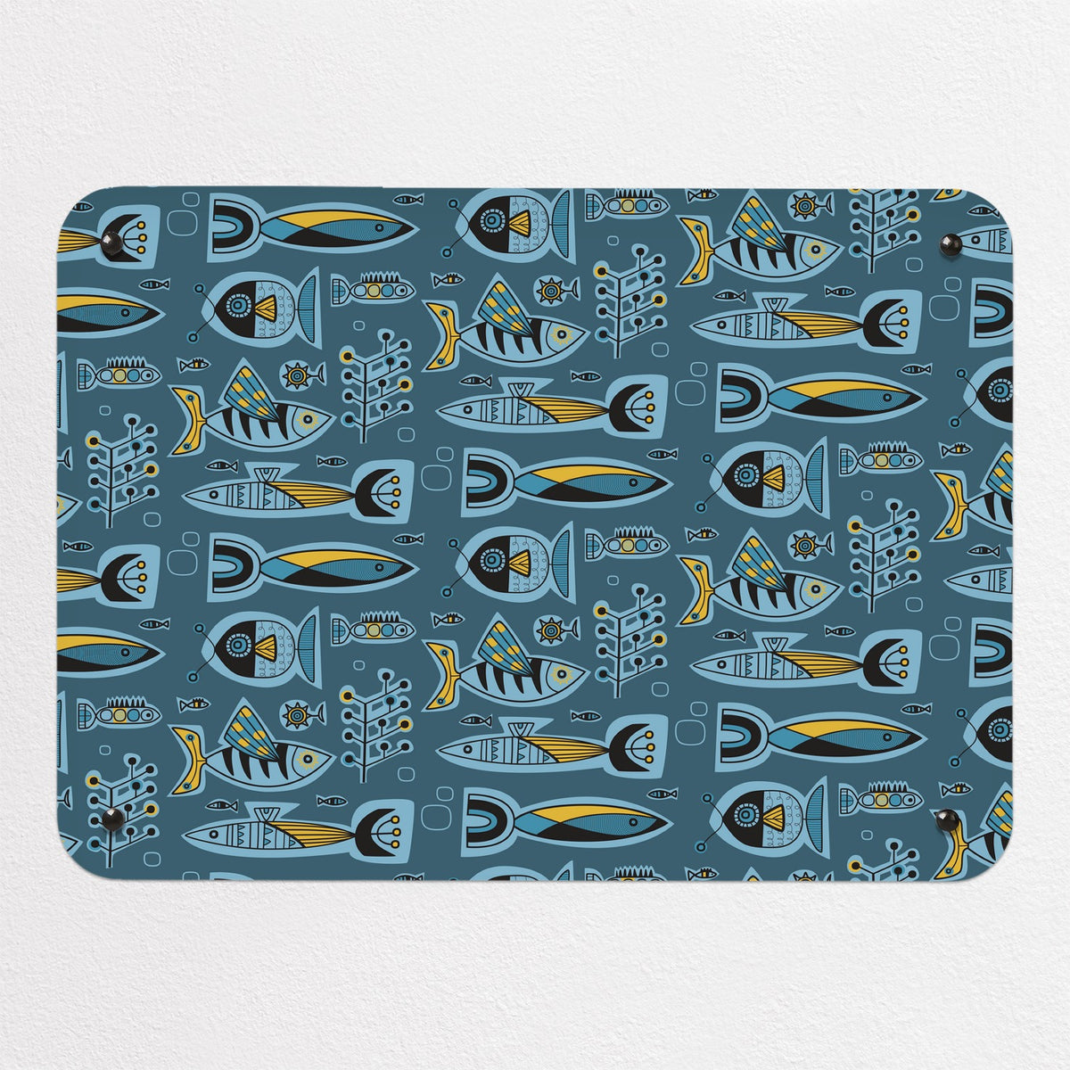 Aquarium magnetic notice board in Deep Blue, small size, 55 × 40 cm