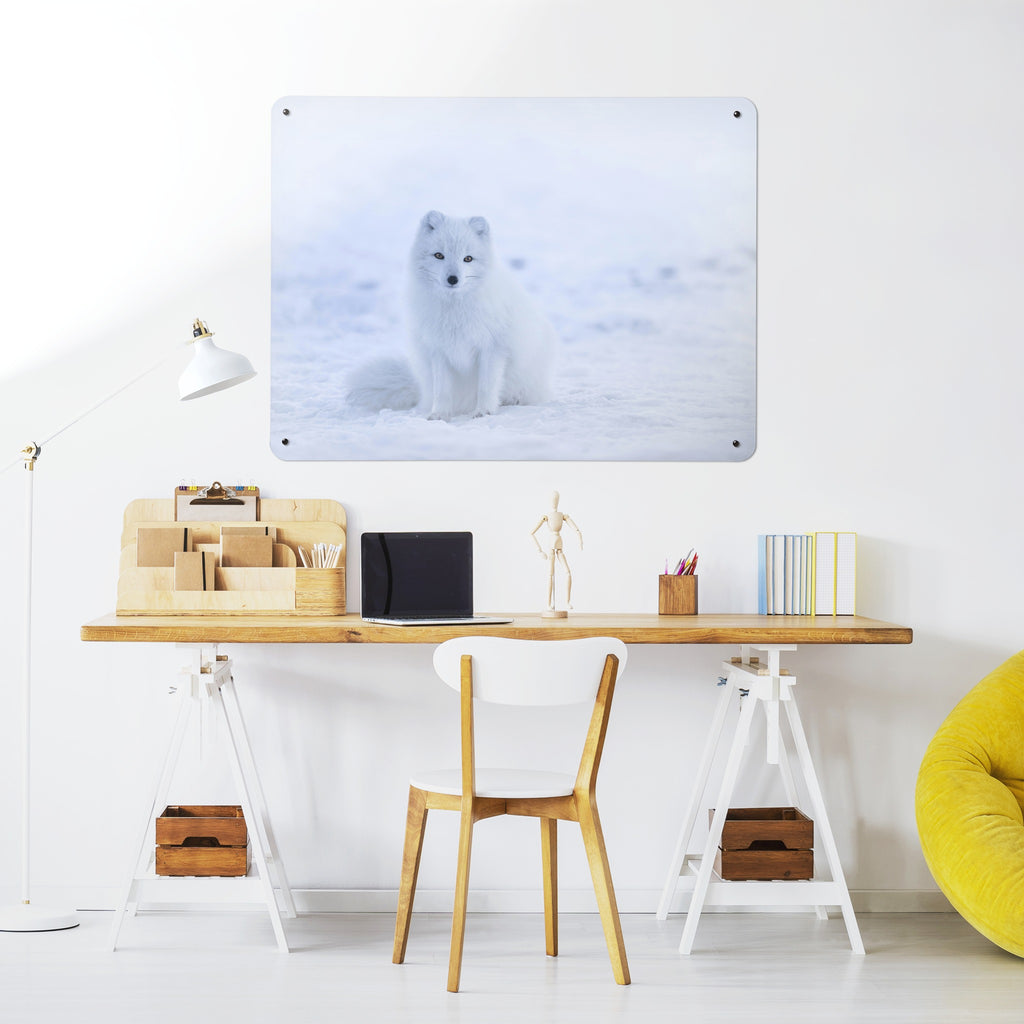 Artic Fox magnetic notice board above a desk in a home office