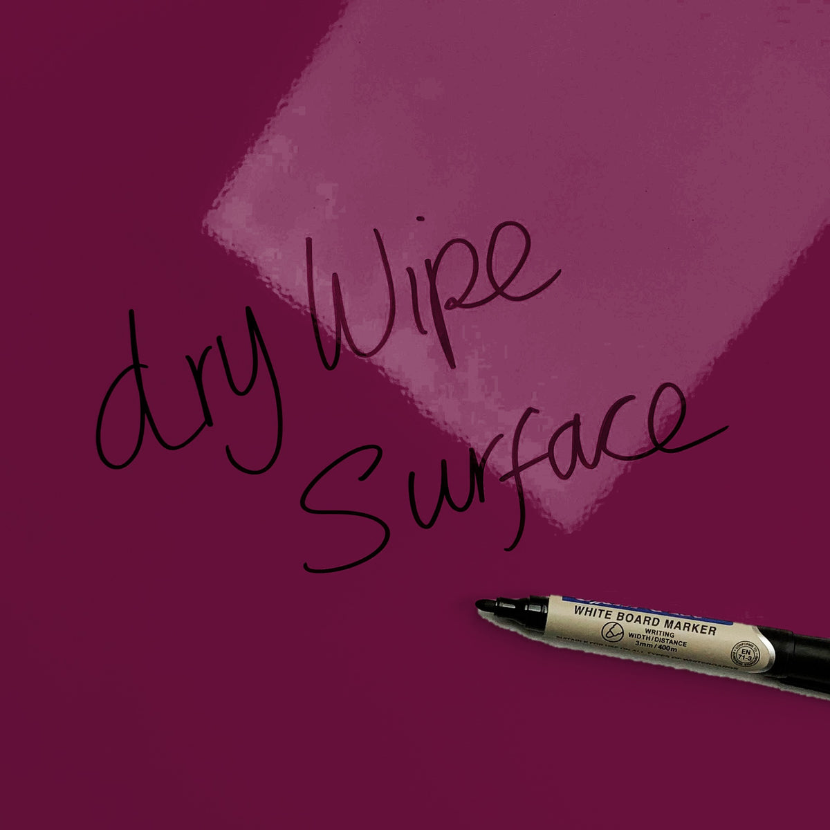 The words dry wipe surface written in marker pen on the Autumn Leaves Autumn Leaves magnetic notice board