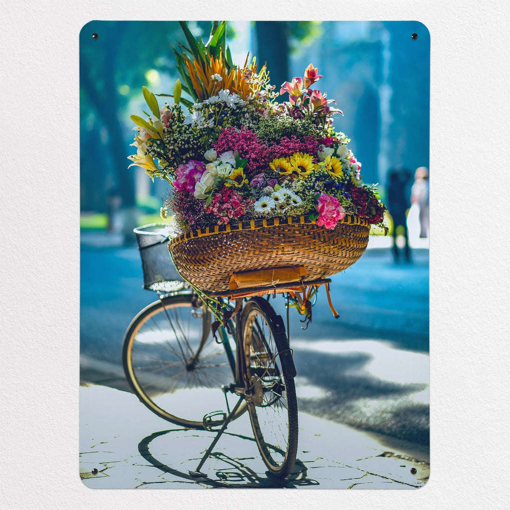 Bicycle And Flower Basket magnetic notice board, large size, 75 × 100 cm