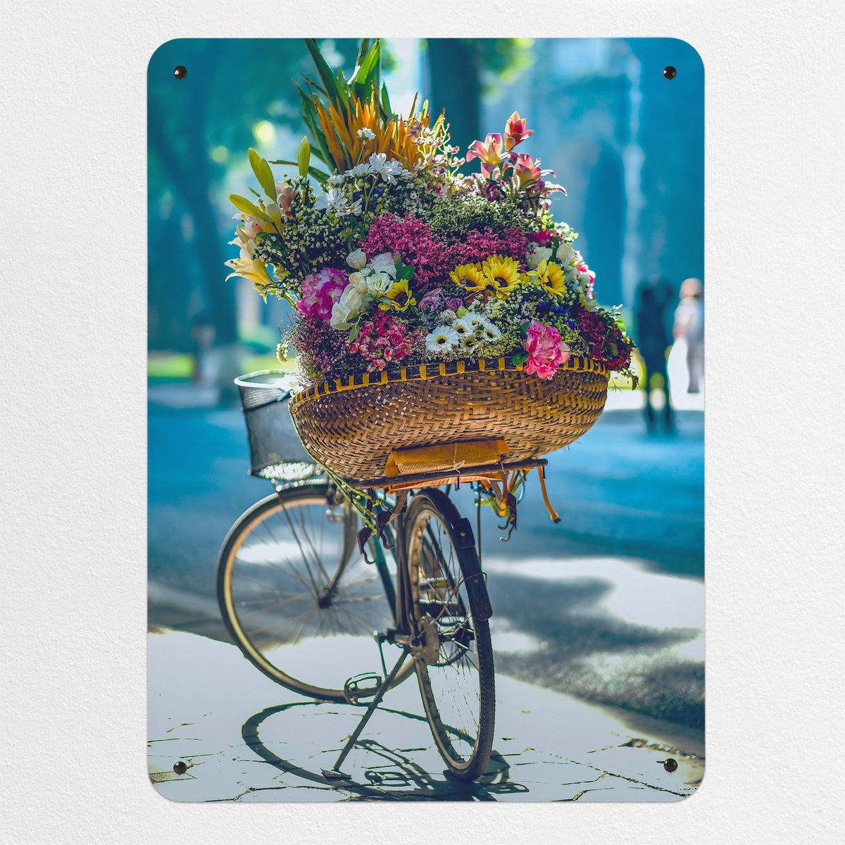 Bicycle And Flower Basket magnetic notice board, medium size, 55 × 75 cm