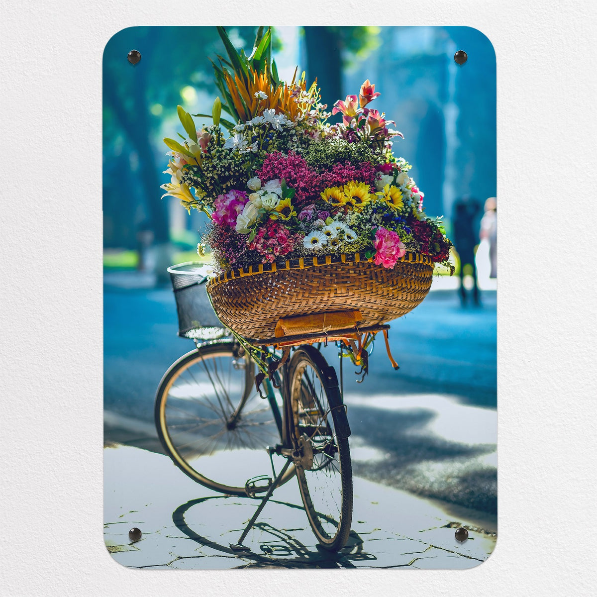 Bicycle And Flower Basket magnetic notice board, small size, 40 × 55 cm