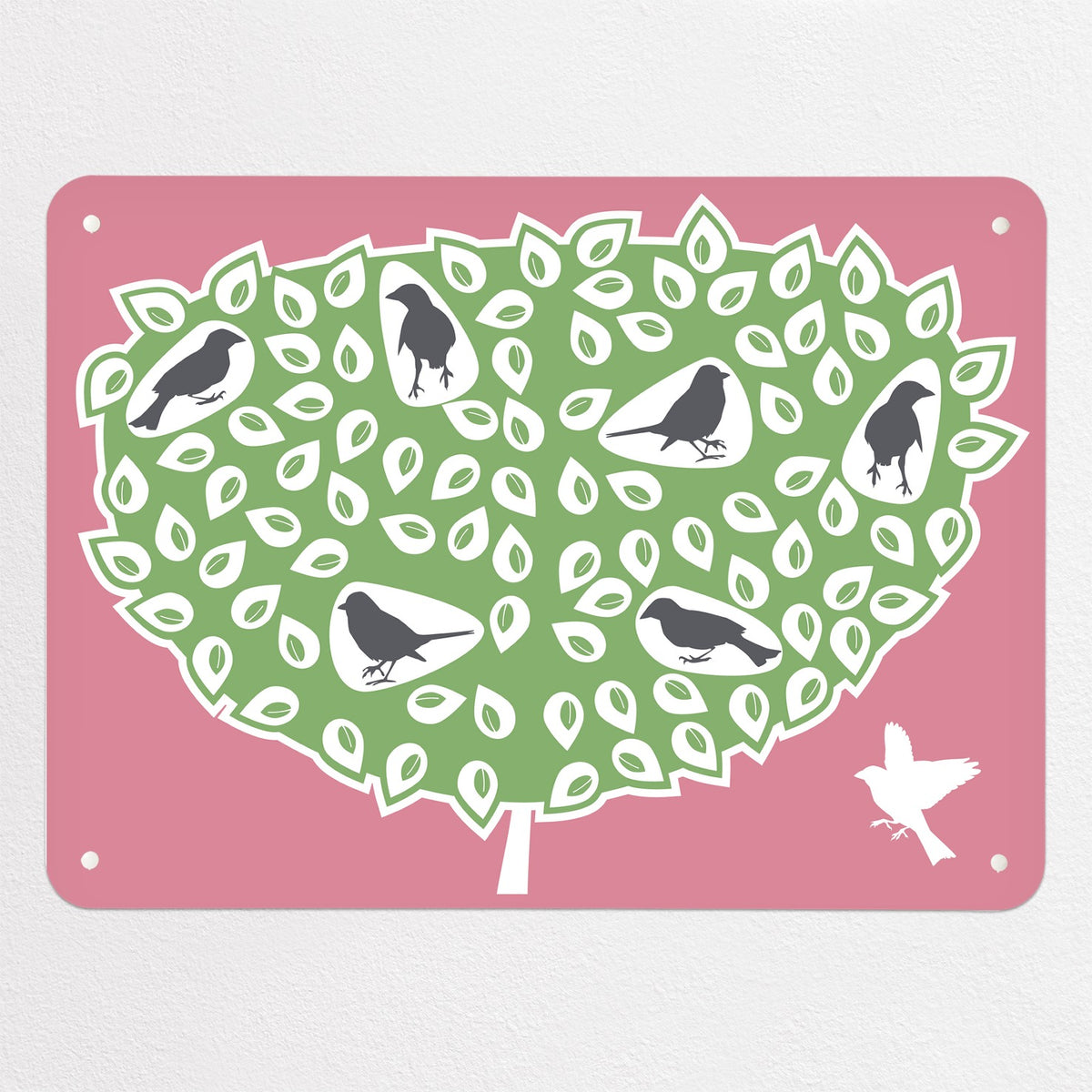 Birds In A Tree magnetic notice board in Black Birds in a Tree, medium size, 75 × 55 cm