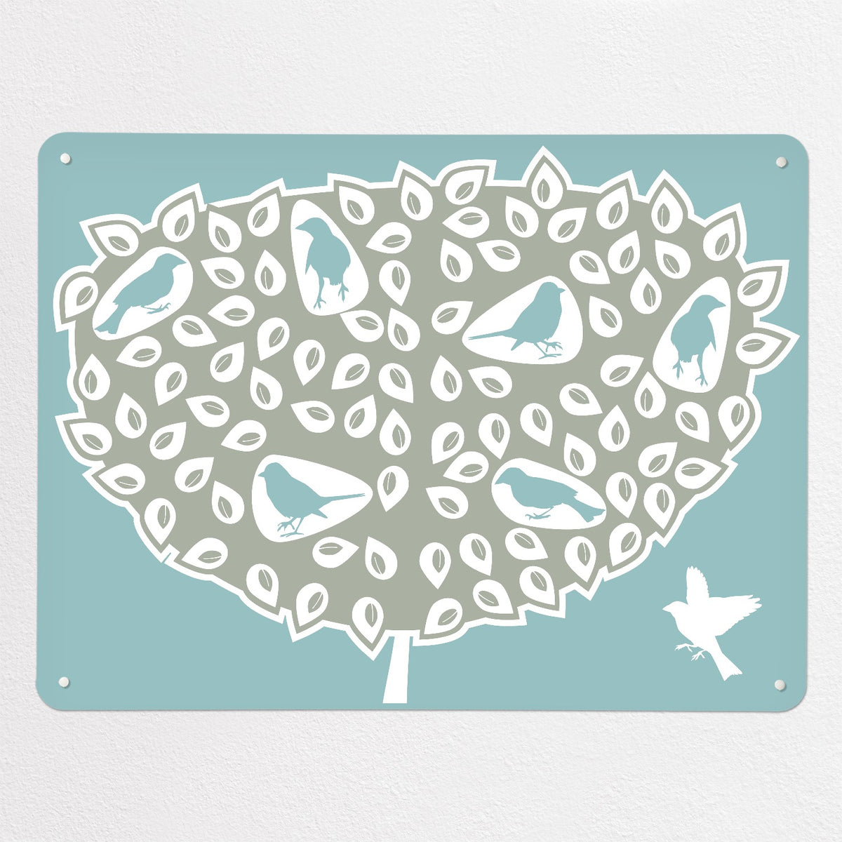 Birds In A Tree magnetic notice board in Blue Birds in a Tree, large size, 100 × 75 cm