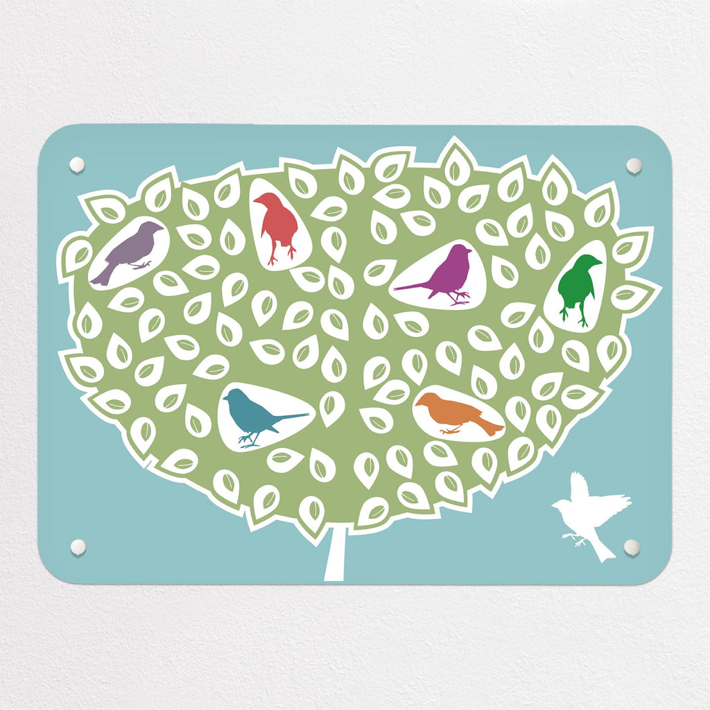 Birds In A Tree magnetic notice board in Coloured Birds in a Tree, small size, 55 × 40 cm