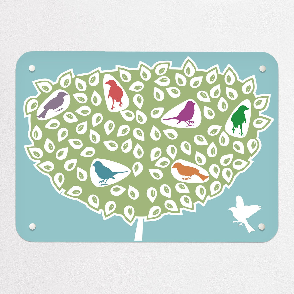 Birds In A Tree magnetic notice board in Coloured Birds in a Tree, small size, 55 × 40 cm