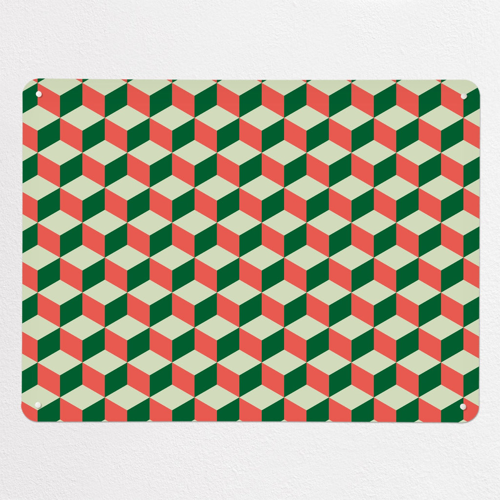 Blocks Design magnetic notice board in Red Cream and Green, large size, 100 × 75 cm