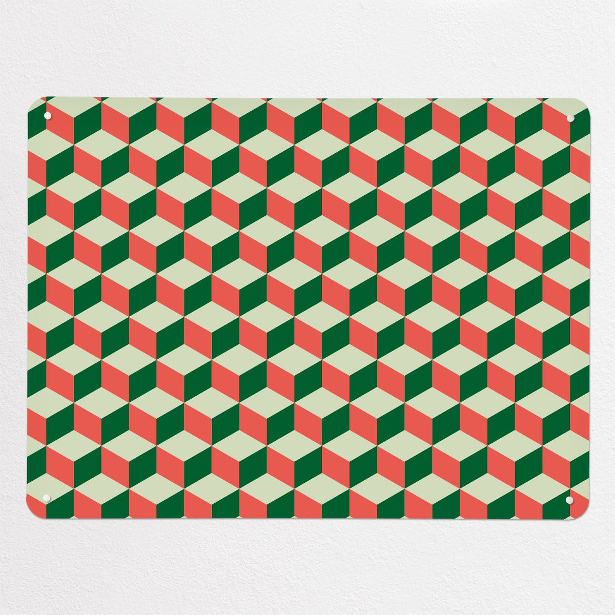 Blocks Design magnetic notice board in Red Cream and Green, large size, 100 × 75 cm
