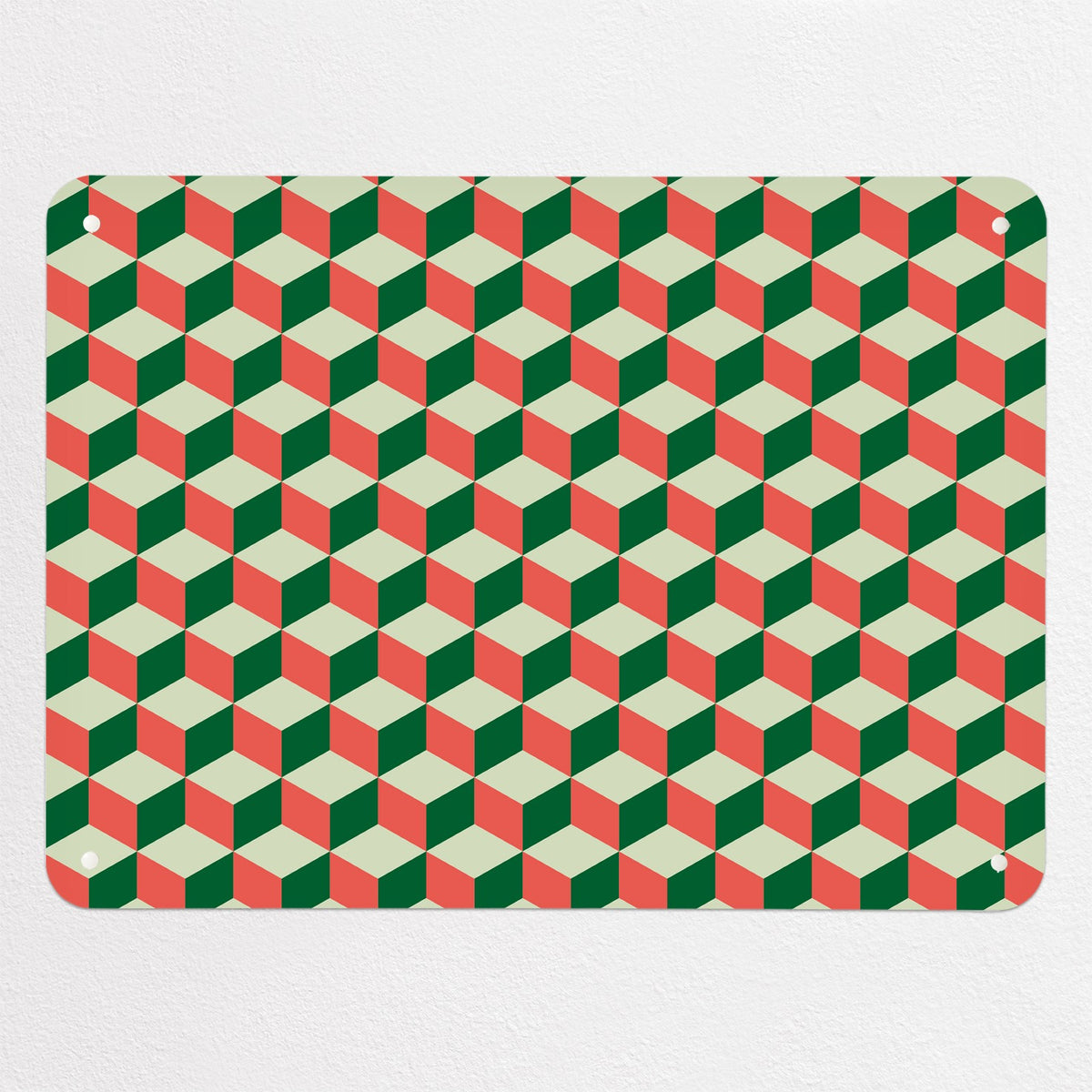 Blocks Design magnetic notice board in Red Cream and Green, medium size, 75 × 55 cm