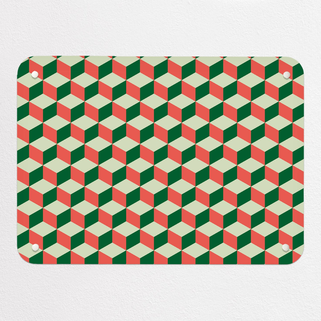 Blocks Design magnetic notice board in Red Cream and Green, small size, 55 × 40 cm