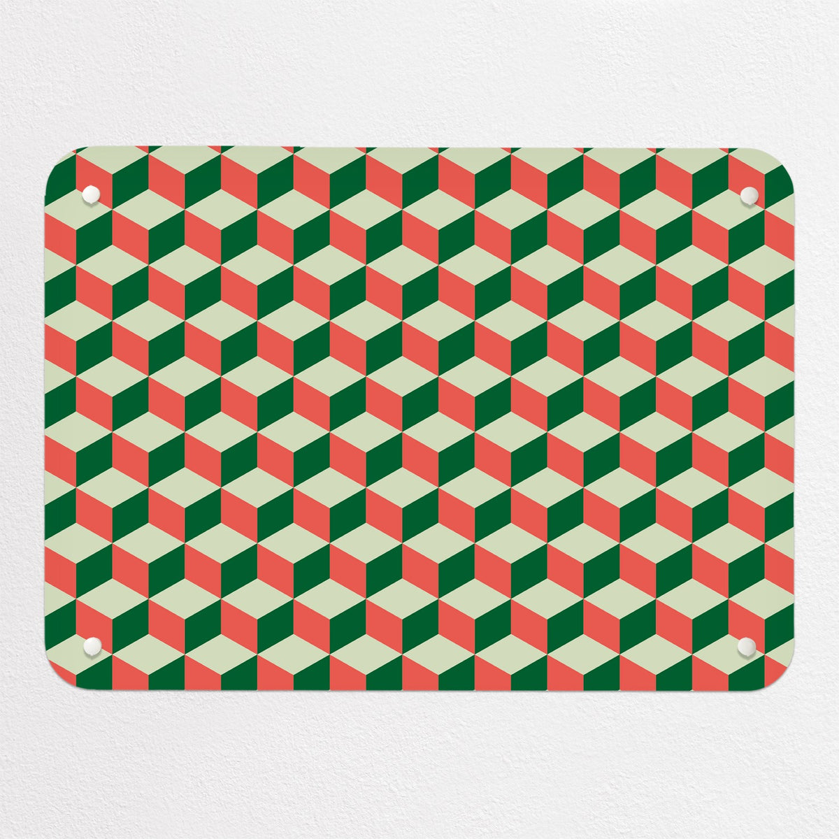 Blocks Design magnetic notice board in Red Cream and Green, small size, 55 × 40 cm