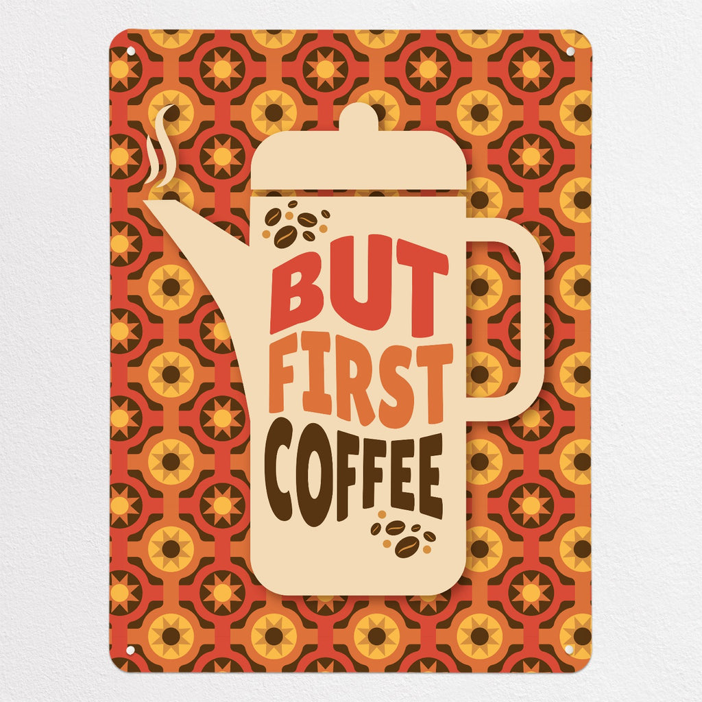 But First Coffee Quote magnetic notice board, large size, 75 × 100 cm