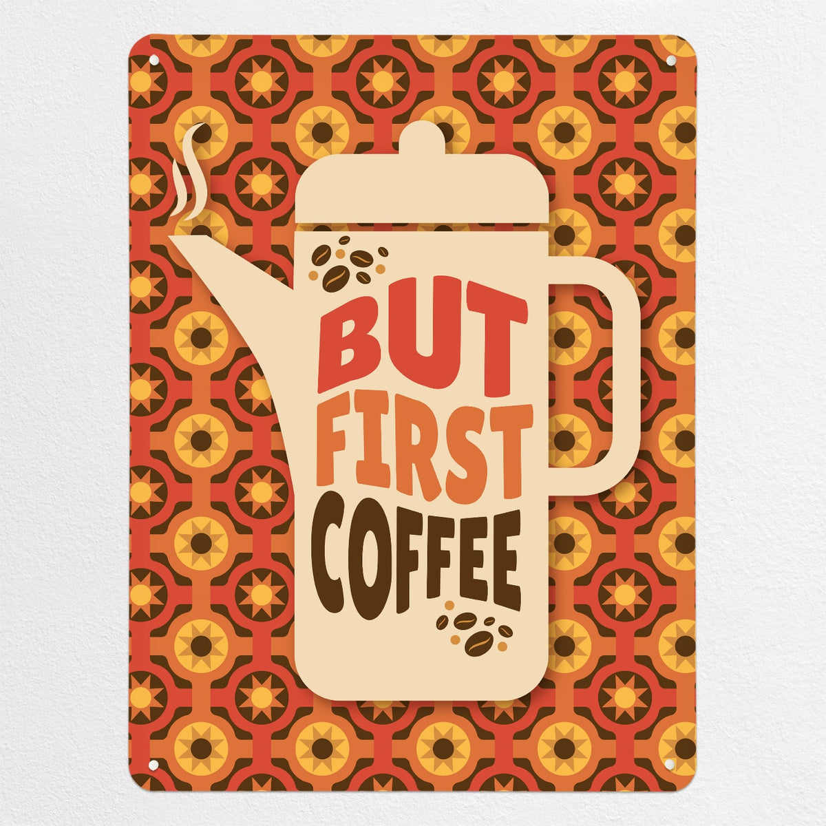 But First Coffee Quote magnetic notice board, large size, 75 × 100 cm
