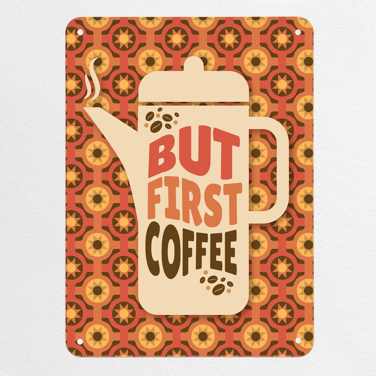 But First Coffee Quote magnetic notice board, medium size, 55 × 75 cm