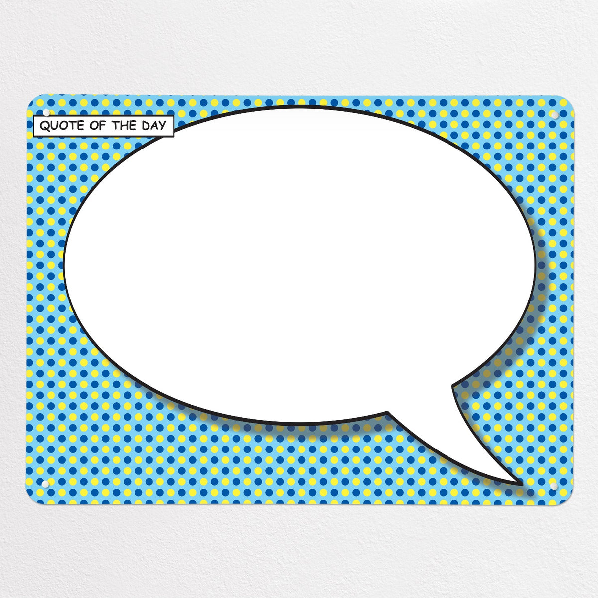 Cartoon Bubble magnetic notice board in Speech Bubble - Blue/Yellow, large size, 100 × 75 cm