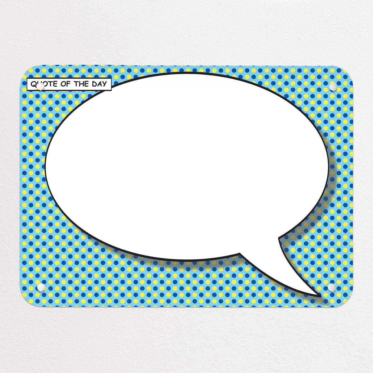 Cartoon Bubble magnetic notice board in Speech Bubble - Blue/Yellow, small size, 55 × 40 cm