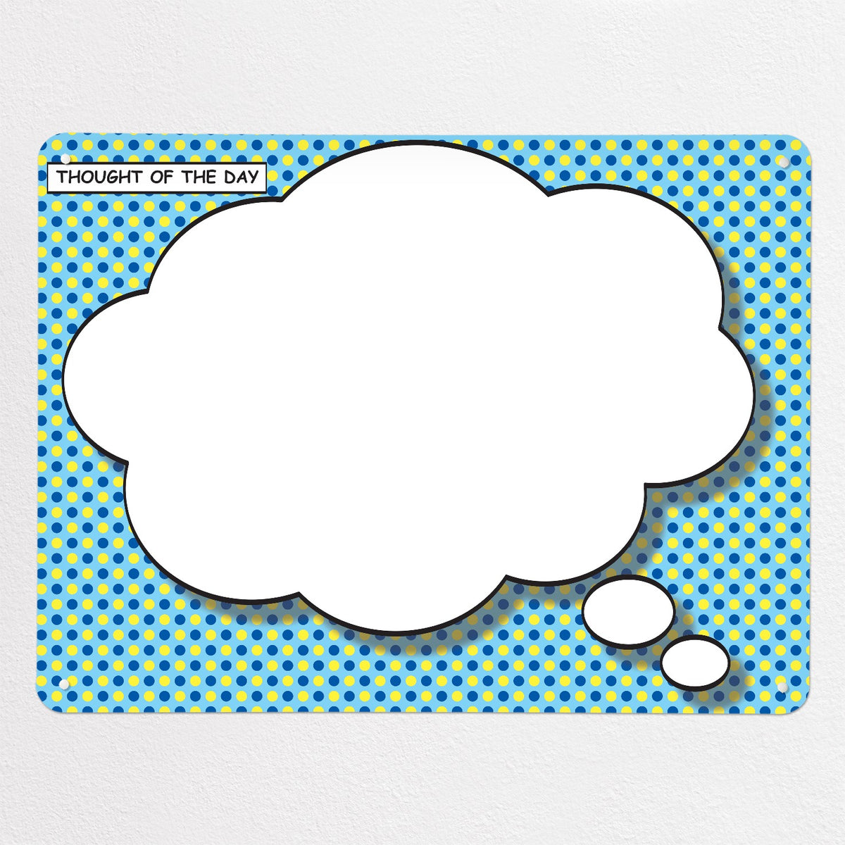 Cartoon Bubble magnetic notice board in Thought Bubble - Blue/Yellow, large size, 100 × 75 cm