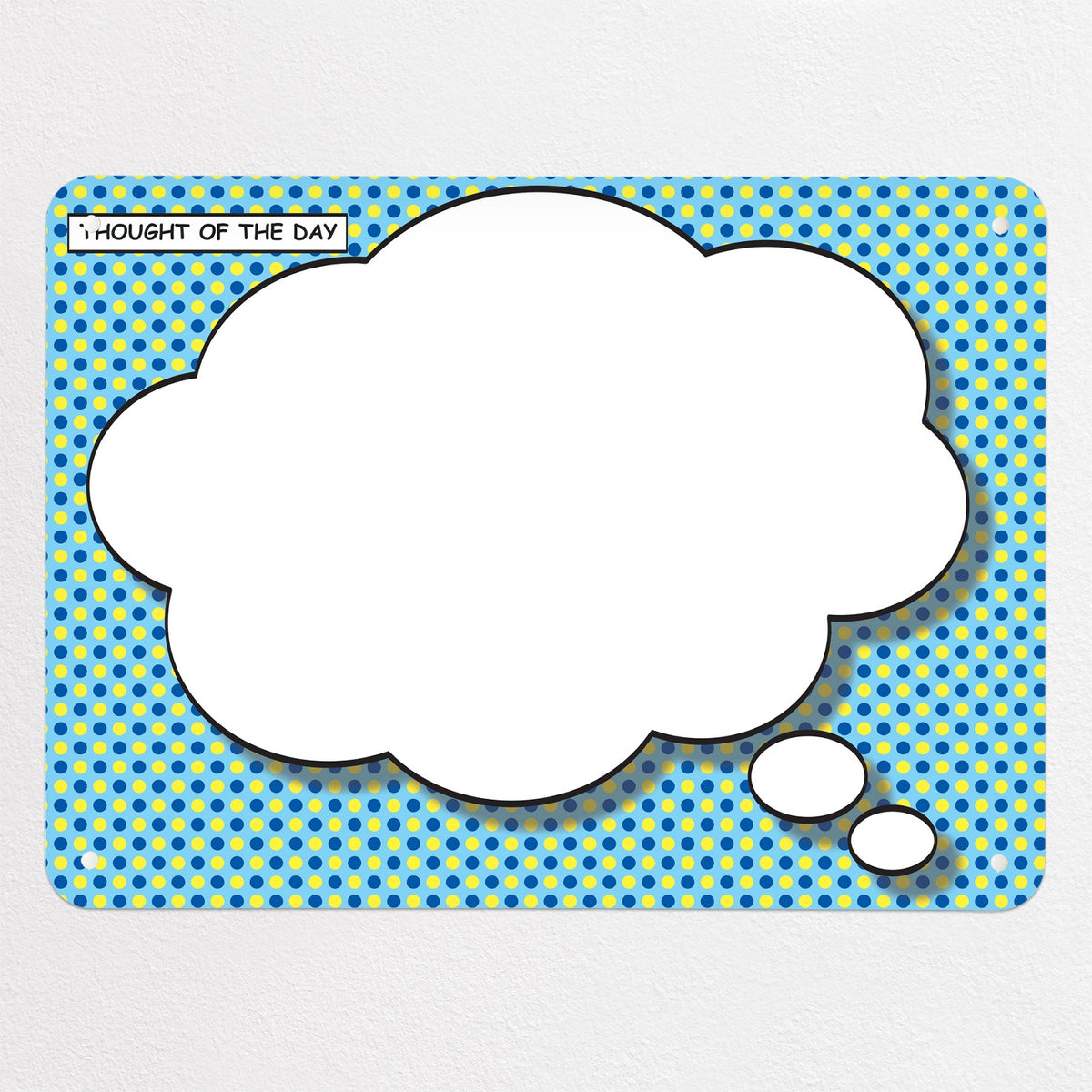 Cartoon Bubble magnetic notice board in Thought Bubble - Blue/Yellow, medium size, 75 × 55 cm