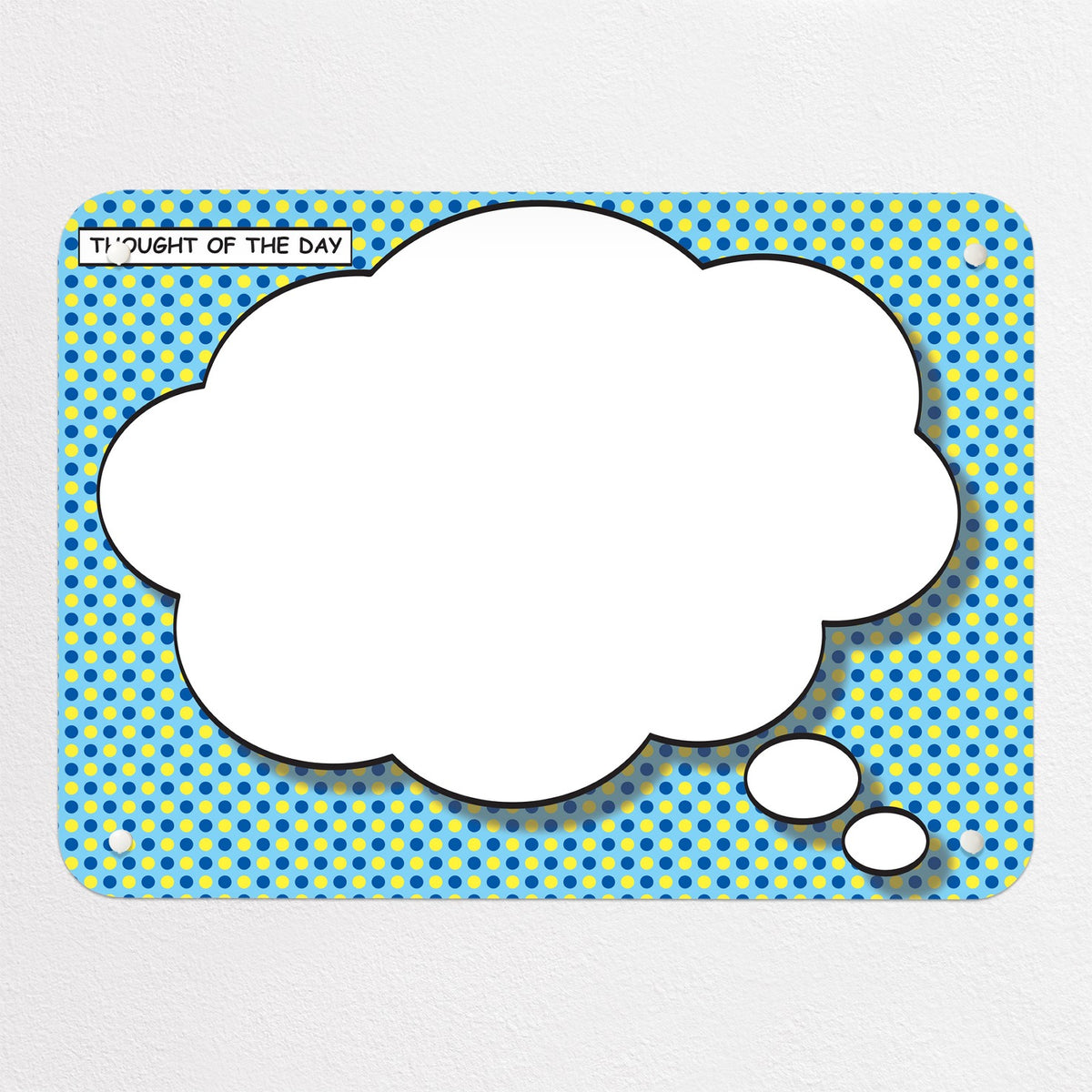 Cartoon Bubble magnetic notice board in Thought Bubble - Blue/Yellow, small size, 55 × 40 cm
