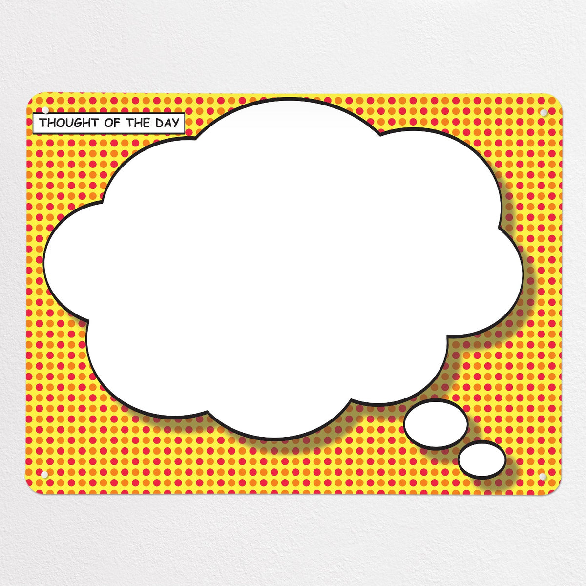 Cartoon Bubble magnetic notice board in Thought Bubble - Red/Yellow, large size, 100 × 75 cm