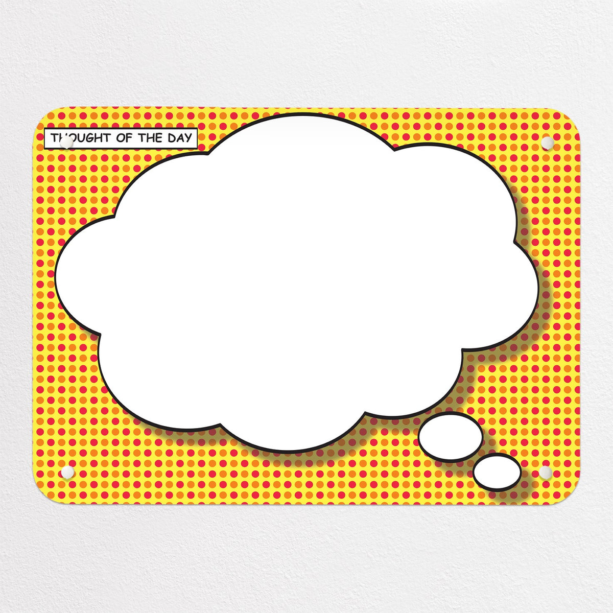 Cartoon Bubble magnetic notice board in Thought Bubble - Red/Yellow, small size, 55 × 40 cm
