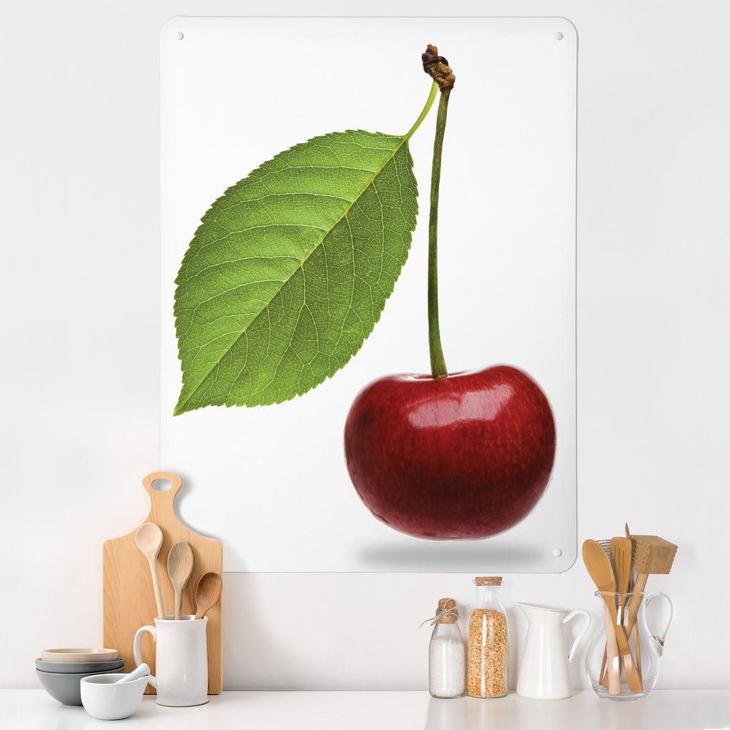 Cherry magnetic notice board in Cherry on a kitchen wall